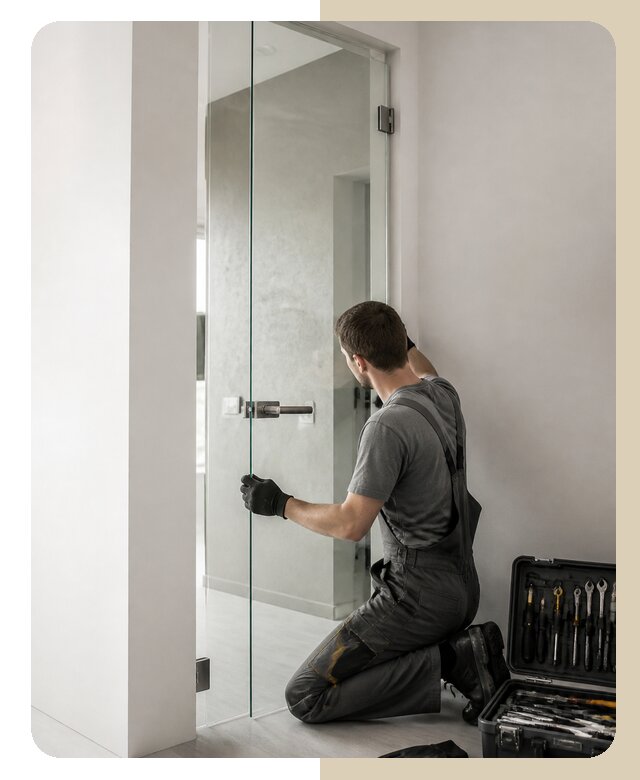 Установка стеклянной двери в Беслане по цене от 7595 р. | ДвериЛегко-Бсл